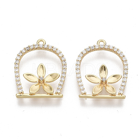 Brass Micro Pave Clear Cubic Zirconia Pendants KK-S356-080-NF-1