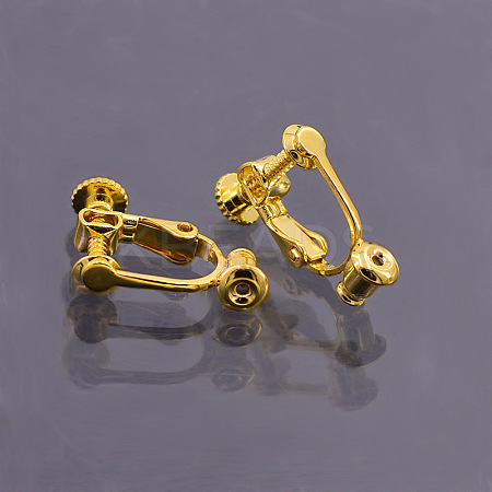 Brass Clip-on Earring Findings KK-F785-04G-1