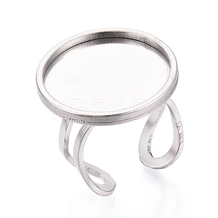 304 Stainless Steel Cuff Ring Findings STAS-S080-040H-P-1