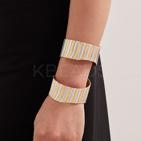 304 Stainless Steel Enamel Open Cuff Bangles BJEW-K288-01G-1