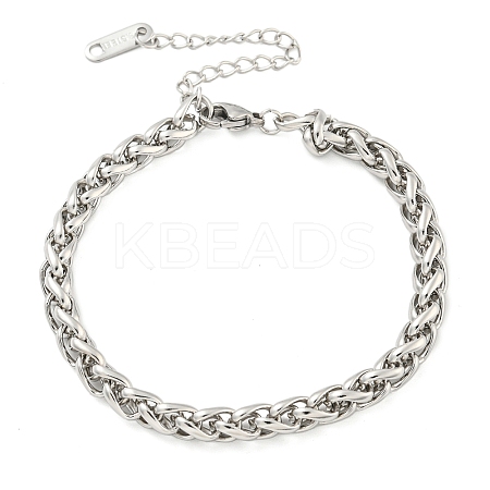 Non-Tarnish 304 Stainless Steel Wheat Chain Bracelets for Women BJEW-G707-01P-1