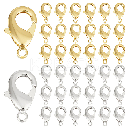 60Pcs 2 Colors Brass Lobster Claw Clasps KK-WR0001-48-1