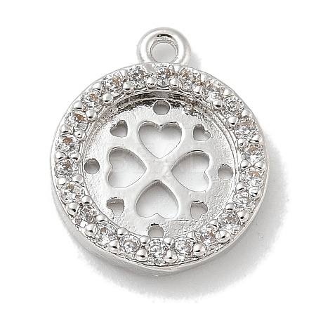 Rack Plating Brass Micro Pave Clear Cubic Zirconia Pendant Cabochon Setttings LS-KK-L224-048P-1