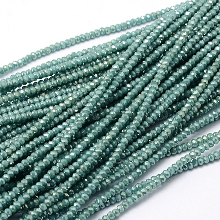 Faceted Rondelle Full Rainbow Plated Electroplate Glass Beads Strands X-EGLA-M004-2mm-A15-1