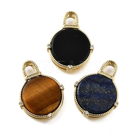 Brass Micro Pave Cubic Zirconia Pendants KK-S523-16G-1