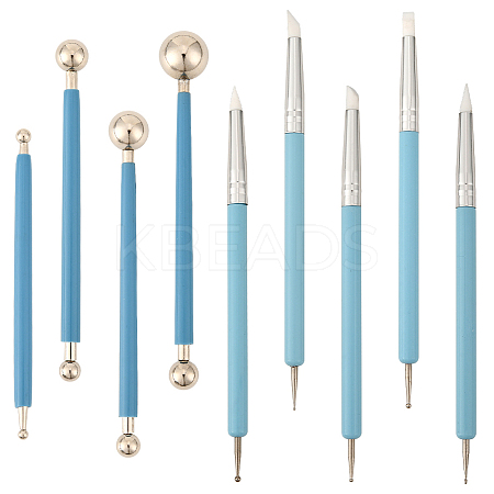 9Pcs 2 Styles Plastic Double Heads Modeling Clay Sculpting Tools Set TOOL-SP0001-09-1