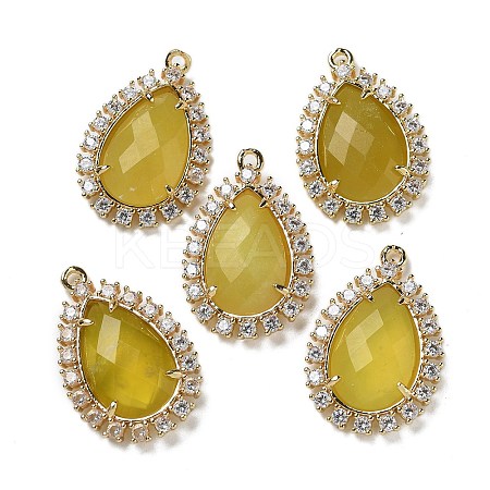 Natural Korean Jade Faceted Teardrop Pendants G-I375-01G-05-1