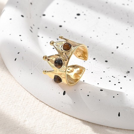 Natural Tiger Eye Finger Rings STAS-Z112-09G-03-1