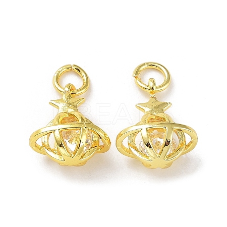 Rack Plating Brass Clear Cubic Zirconia Pendants KK-B078-07G18-1