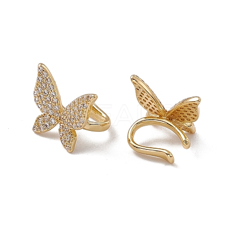 Clear Cubic Zirconia Butterfly Open Cuff Earrings EJEW-F294-19G-1