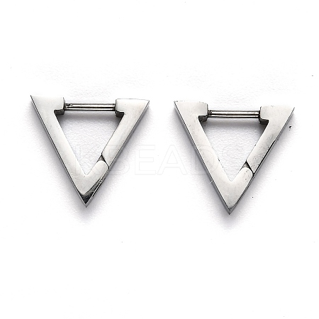 Tarnish Resistant 304 Stainless Steel Triangle Huggie Hoop Earrings STAS-J033-02A-P-1