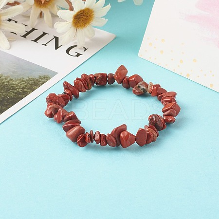 Natural Red Jasper Chip Beads Stretch Bracelets for Children BJEW-JB06388-09-1