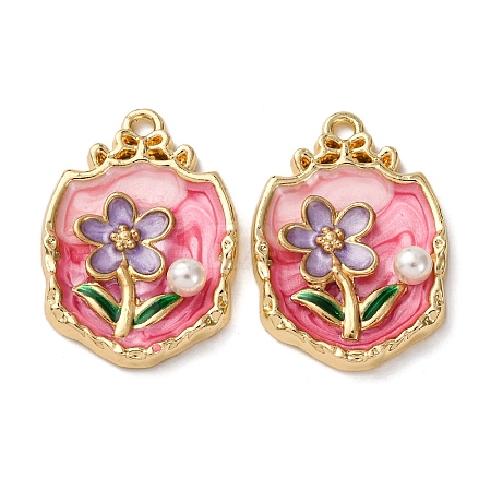 Light Gold Tone Alloy Enamel Pendants ENAM-B028-32KCG-01-1
