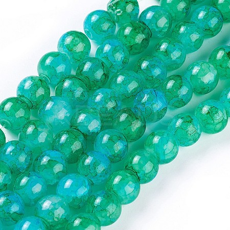 Spray Painted Glass Beads Strands GLAA-A038-C-46-1