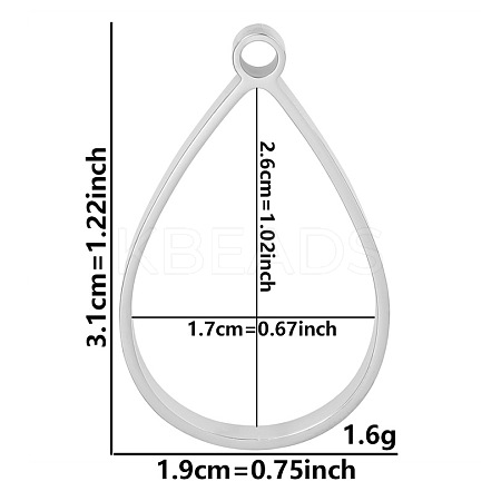 Non-Tarnish Stainless Steel Open Back Bezel Pendants PW-WGB5BE7-16-1
