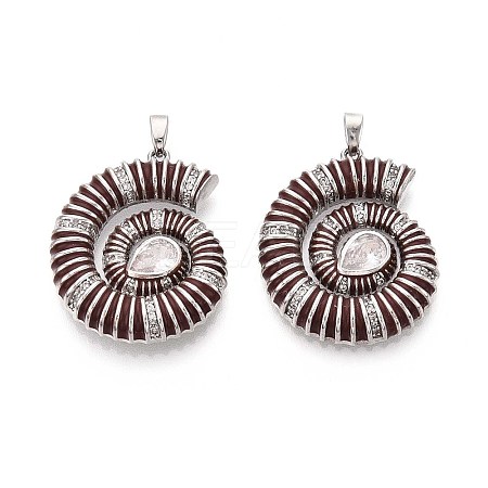 Brass Micro Pave Clear Cubic Zirconia Enamel Pendants KK-T071-28P-03-1