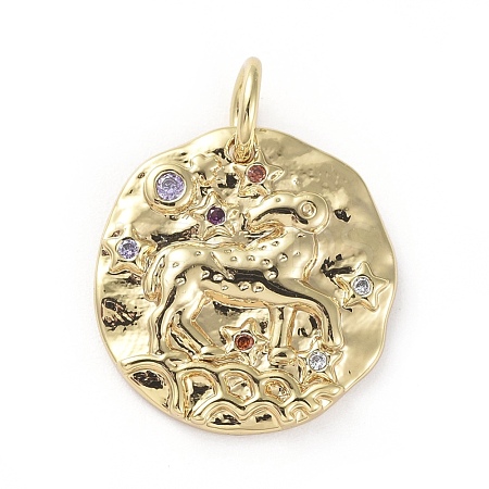 Brass Micro Pave Cubic Zirconia Pendants X-ZIRC-G157-03K-01G-1