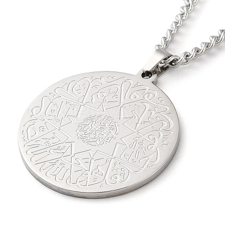Non-Tarnish 304 Stainlessa Steel Curb Chain Pendant Necklaces LS-NJEW-H034-08P-1