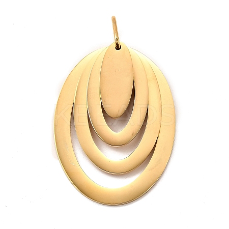 Oval 304 Stainless Steel Pendants STAS-M121-01G-1