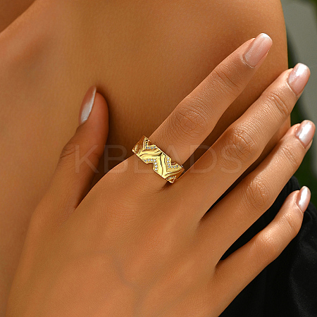 Brass Micro Pave Clear Cubic Zirconia Finger Rings for Women NO1923-1