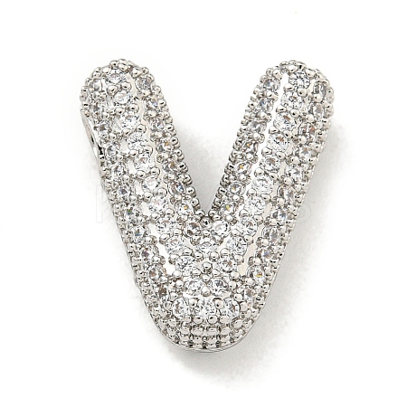 Platinum Plated Brass Micro Pave Cubic Zirconia Pendants KK-L073-001P-V-1