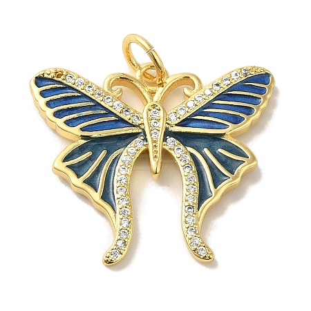 Brass Enamel Micro Pave Cubic Zirconia Pendants KK-Z042-09G-03-1