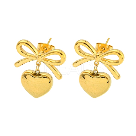 Bowknot Ion Plating(IP) 304 Stainless Steel Stud Earrings EJEW-R164-01G-1