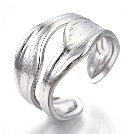 304 Stainless Steel Cuff Ring RJEW-N038-112P-1