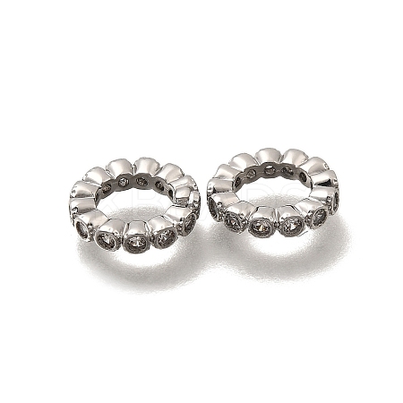 Brass Micro Pave Clear Cubic Zirconia European Beads KK-Z126-21P-1