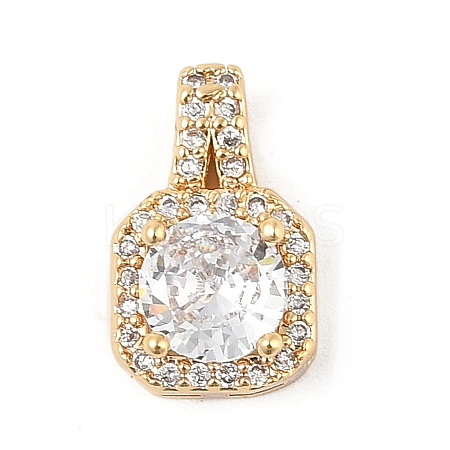 Brass Micro Pave Clear Cubic Zirconia Pendants KK-R219-35G-1