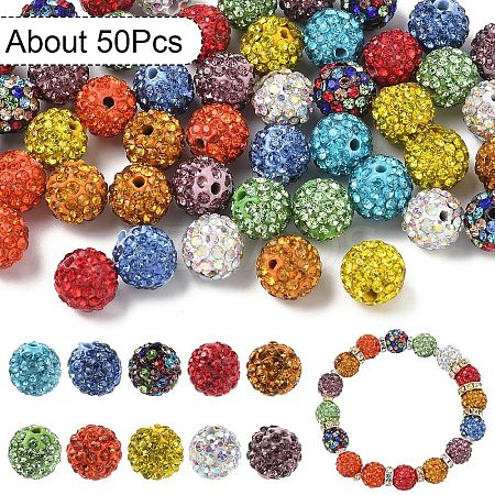 Pave Disco Ball Beads RB-YW0001-16B-1