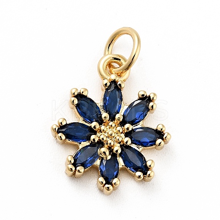 Rack Plating Brass Micro Pave Cubic Zirconia Charms ZIRC-F129-34C-G-1