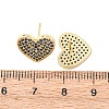 Heart Brass Micro Pave Cubic Zirconia Stud Earrings EJEW-H178-01G-02-5