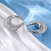 Brass Clear Cubic Zirconia Hoop Earrings EJEW-R025-36P-4
