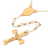 Ion Plating(IP) Crucifix Cross 304 Stainless Steel Rosary Bead Necklaces NJEW-M075-03G-01-2