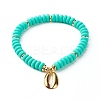 Shell Shape Cubic Zirconia Charm Stretch Bracelets Set for Teen Girl Women BJEW-JB06850-04-2