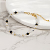 Quartz Crystal & Black Agate Beaded Bracelet for Women KS6100-3