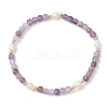 Natural Amethyst Cube Beads Stretch Bracelets for Women BJEW-JB13176-03-2