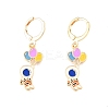 Colorful Enamel Spaceman Dangle Leverback Earrings EJEW-N012-75-2