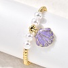 Brass Micro Pave Cubic Zirconia Charm Bracelets BJEW-P358-02G-2