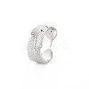 Non-Tarnish 304 Stainless Steel Leaf Wrap Open Cuff Ring for Women RJEW-S405-213P-3