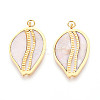 304 Stainless Steel Pave Natural Shell Pendants STAS-N115-21A-G-1