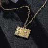 Brass Cross Bible Book Pendant Necklaces for Women Men NJEW-S438-03G-2