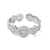 304 Stainless Steel Sun Flower Open Cuff Rings RJEW-M019-28P-2