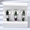 Natural & Synthetic Gemstone & Brass Cuff Rings for Women RJEW-G374-01P-3