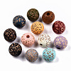 Painted Natural Wood Beads WOOD-T021-53B-M-1