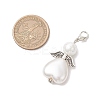 50Pcs ABS Plastic Imitation Pearl & Glass Pearl Heart Angel Pendant Decorations HJEW-JM03498-02-3