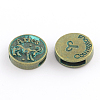 Antique Bronze & Green Patina Plated Flat Round Zinc Alloy Slide Charms LS-PALLOY-Q307-12-NR-1