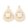304 Stainless Steel Resin Pendants STAS-F352-07E-08-1