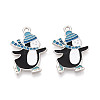 Rack Plating Alloy Enamel Penguin Pendants ENAM-T024-65A-P-1
